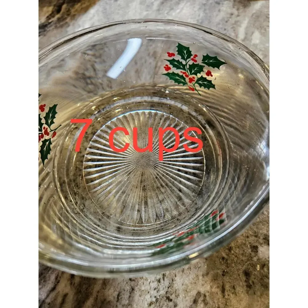 Vintage Starburst Holly & Berry Heavy Glass Serving/Trifle/Ice Bowl 3 Available